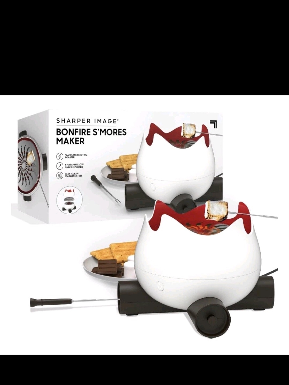 Sharper Image Flameless Electric S'mores Roaster - White & Red